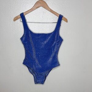 Berlook Blue Lurex Reversible One Piece Swimwear Women Size M
